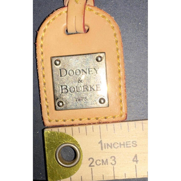 DOONEY & BOURKE Y2K Square Logo BEIGE BROWN LEATHER LUGGAGE Key FOB TAG - Picture 4 of 15